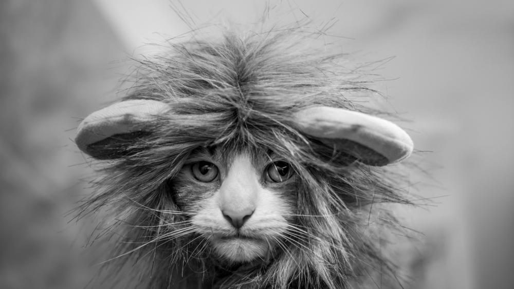 Kitten in lion costume wallpaper