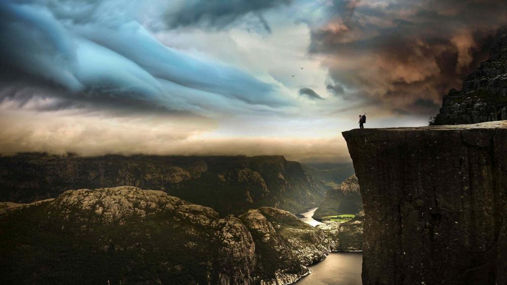 Base jumping from Preikestolen wallpaper