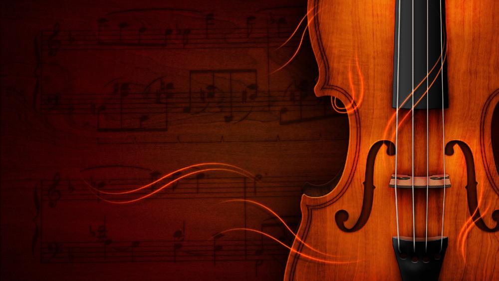 Violin and sheer music wallpaper
