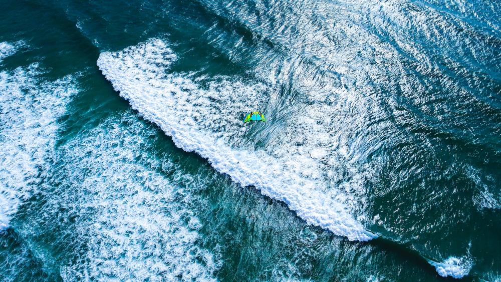 Kite surfer drone view wallpaper