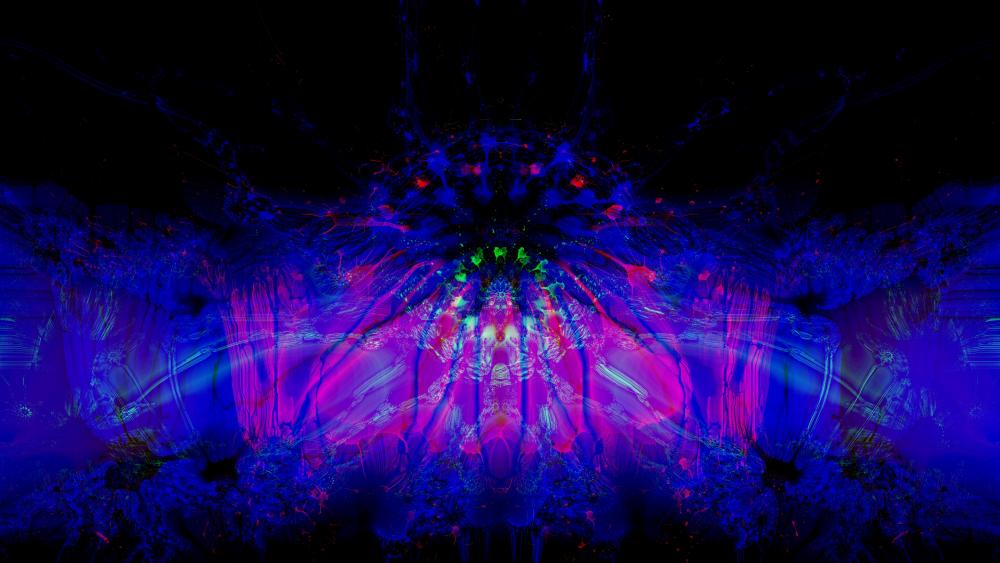 Blue psychedelic digital art wallpaper