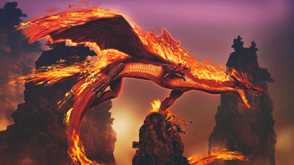 Flaming dragon wallpaper