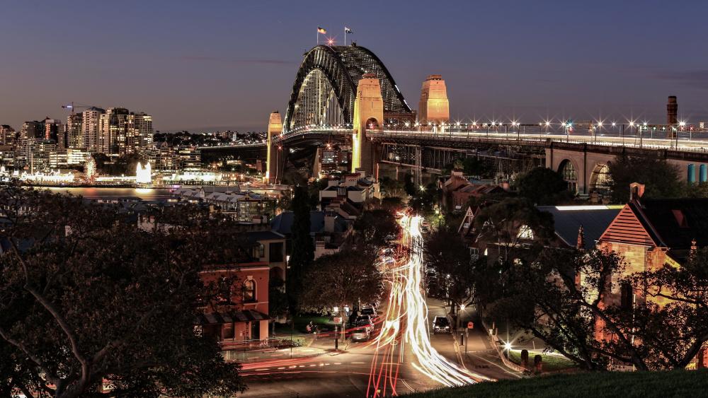 Sydney Harbour Bridge at night wallpaper
