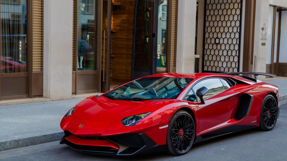 Sleek Red Lamborghini Bliss wallpaper