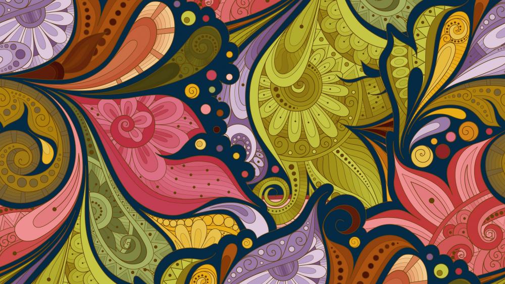 Multicolor flower pattern wallpaper