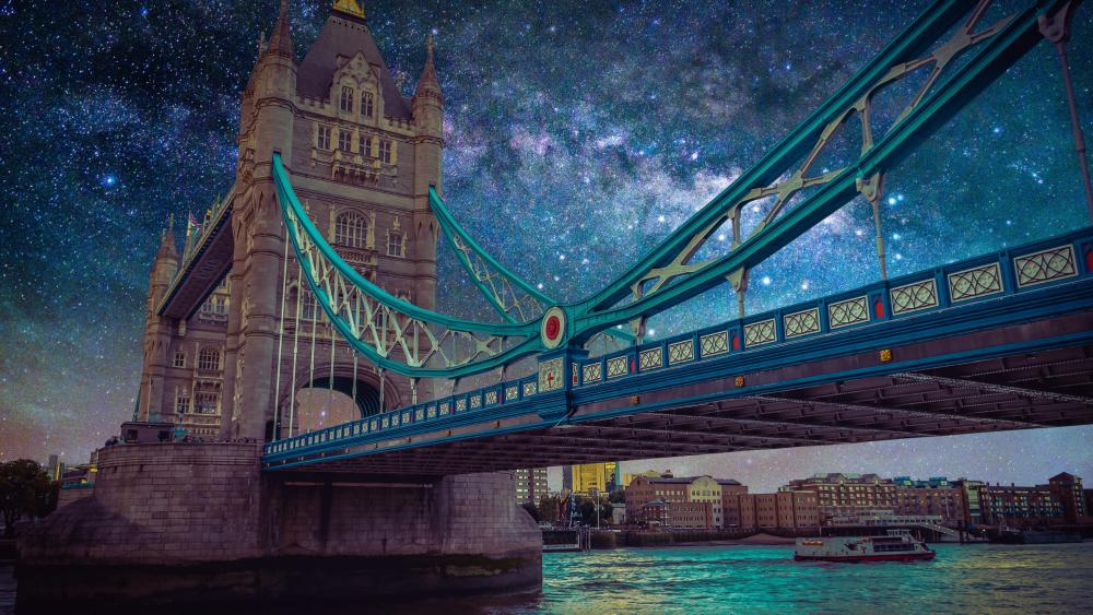 Milky way above Tower Bridge wallpaper