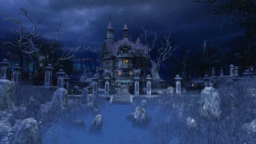 Haunting Midnight at the Ghostly Manor wallpaper