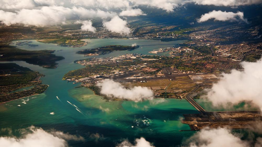Pearl Harbor aerial photography wallpaper