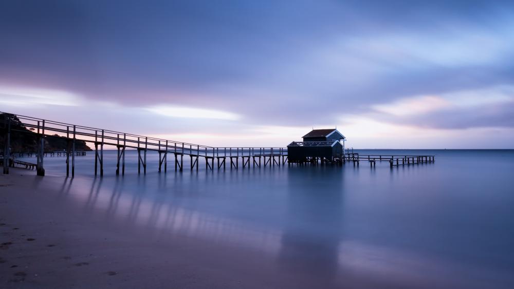 Jetty in the blue hour wallpaper