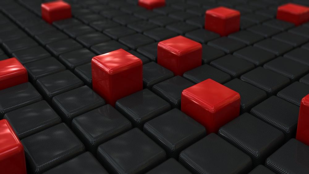 3D black and red cubes wallpaper