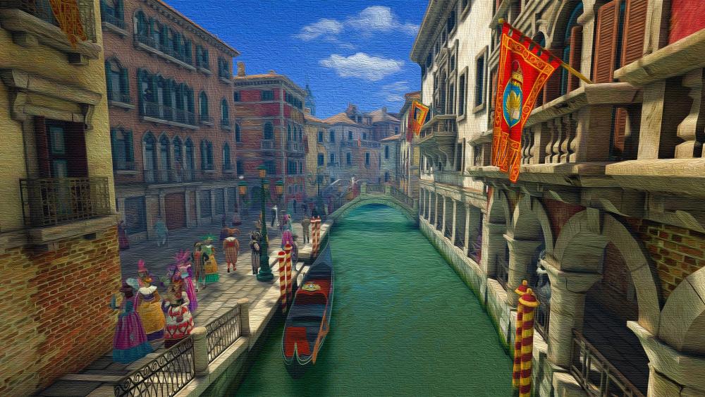 Venice at long time ago - Painting art wallpaper