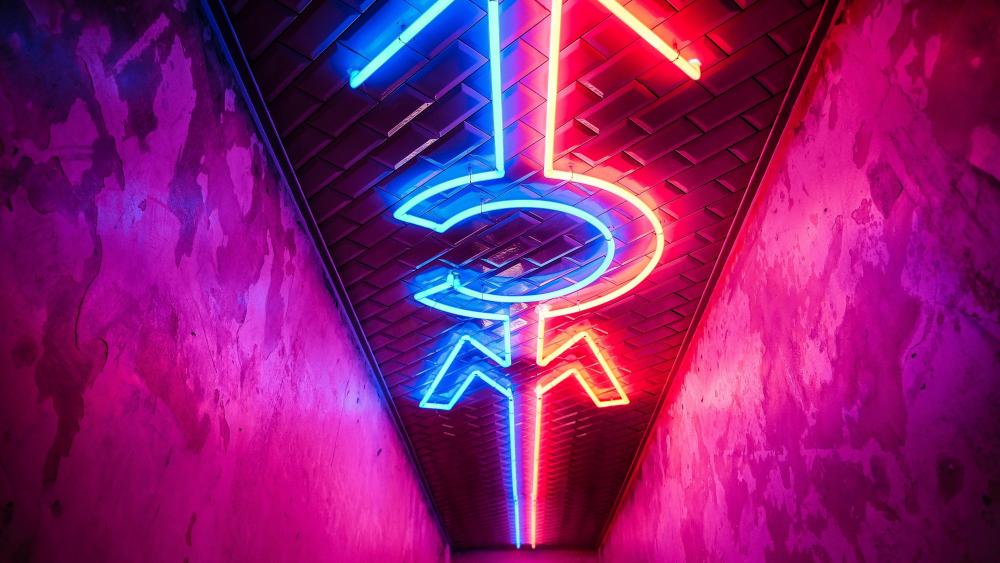 Symbols for a male and female neon sign wallpaper