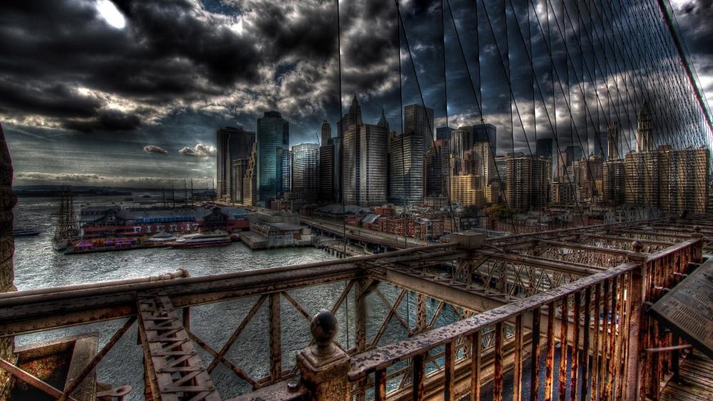 New York from Brooklyn Bridge wallpaper