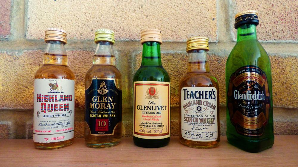 Whiskey bottles wallpaper