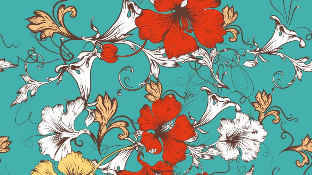 Floral design wallpaper