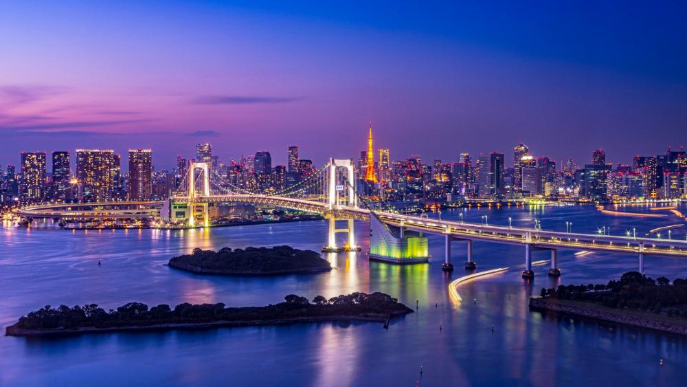 Rainbow Bridge over Tokyo Bay wallpaper