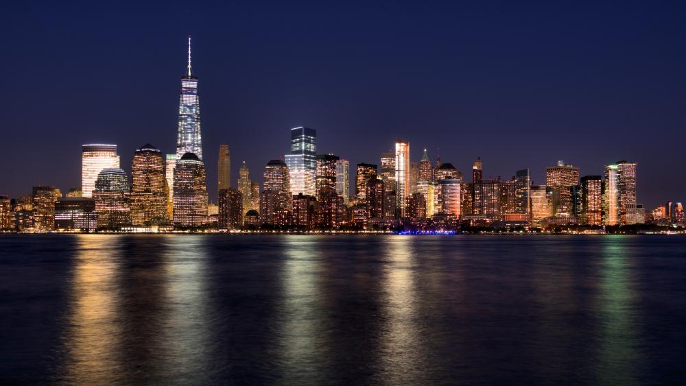 Lower Manhattan's lights at night wallpaper