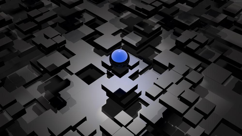 Black and Blue 3D abstract design wallpaper
