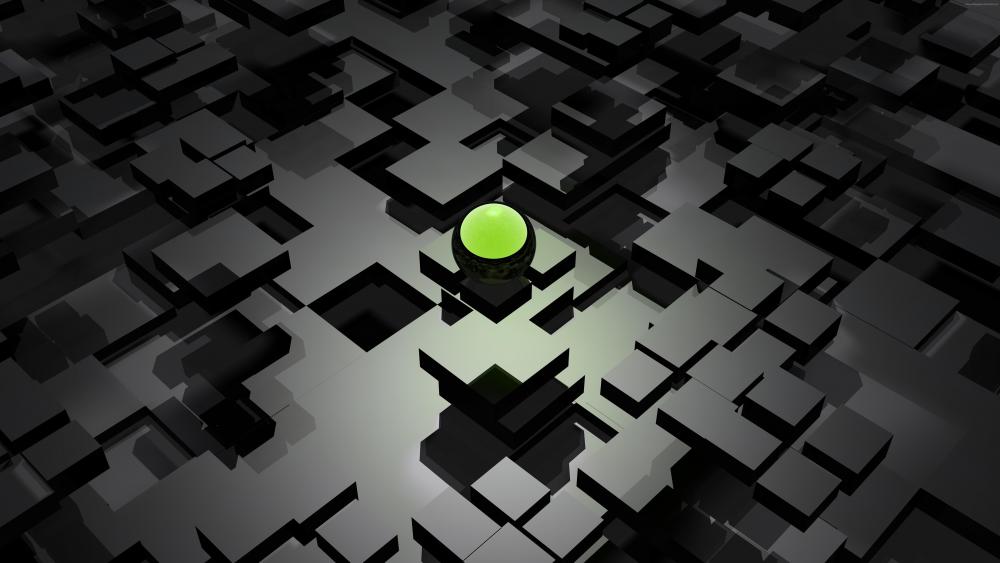 Black and Green 3D abstract design wallpaper