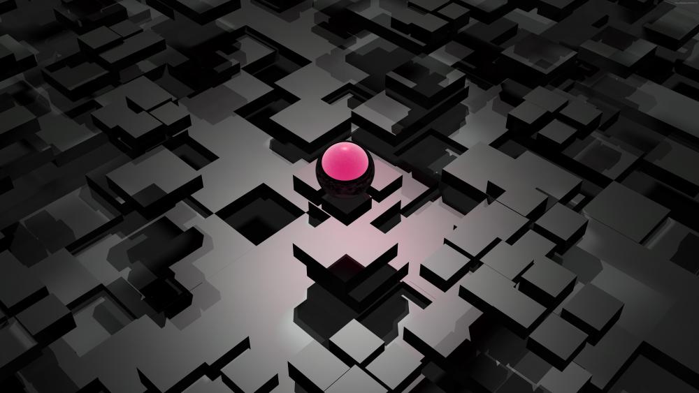 Black and Pink 3D abstract design wallpaper
