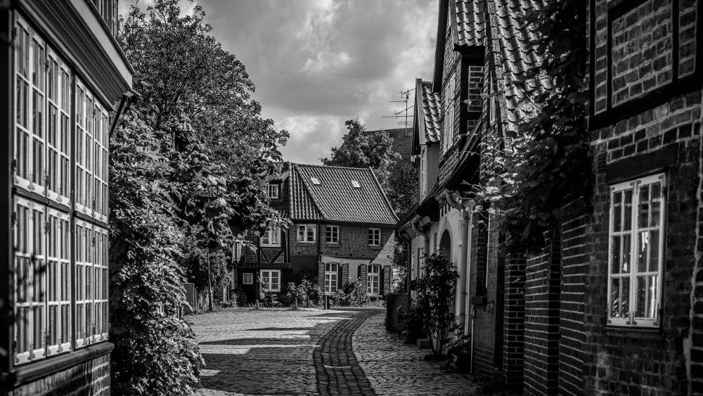 Old town - Monochrome photography wallpaper