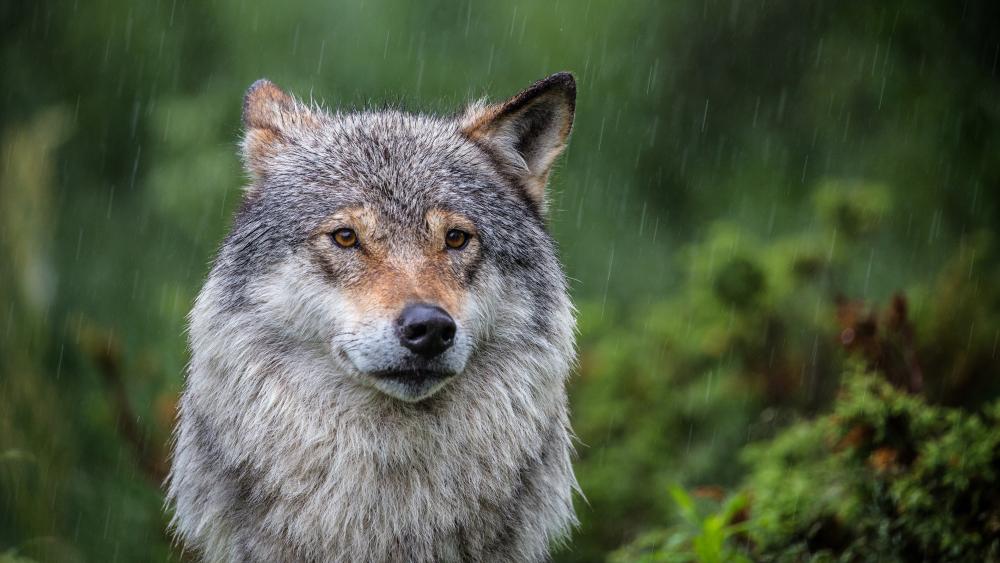 Wolf in the rain wallpaper