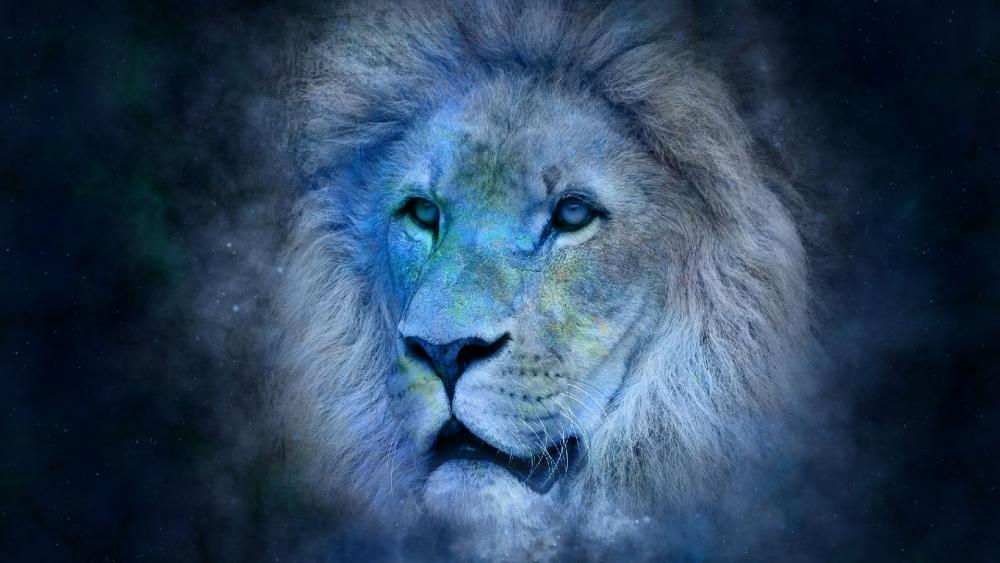 Bluish lion art wallpaper
