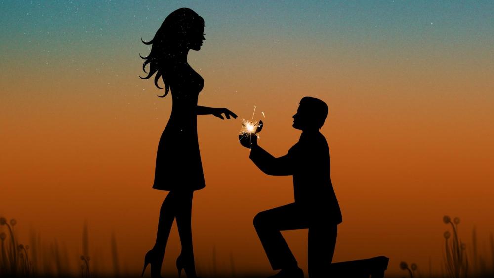 Silhouette Proposal at Sunset wallpaper