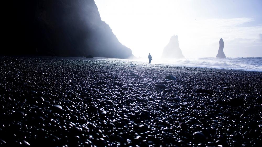 Man in the seashore - Fantasy landscape wallpaper