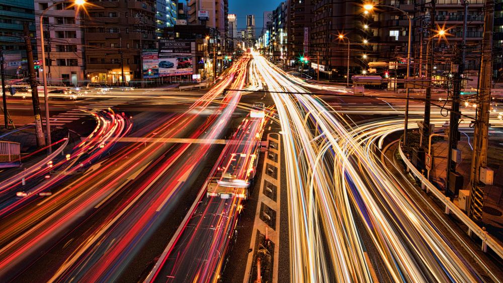 Lights of the traffic - Long Exposure Photography wallpaper