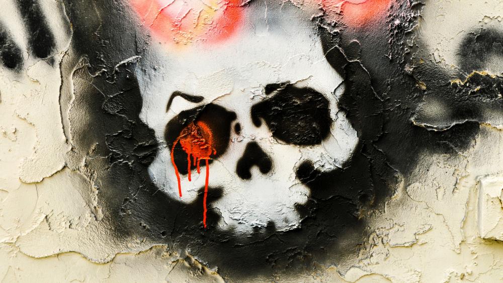 Skull wall graffiti wallpaper