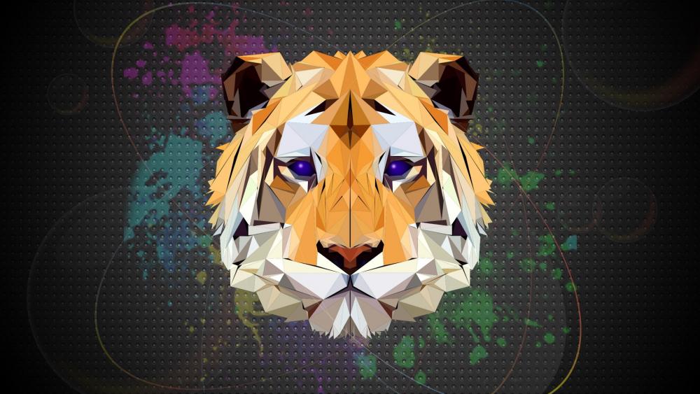 Low-poly tiger head wallpaper