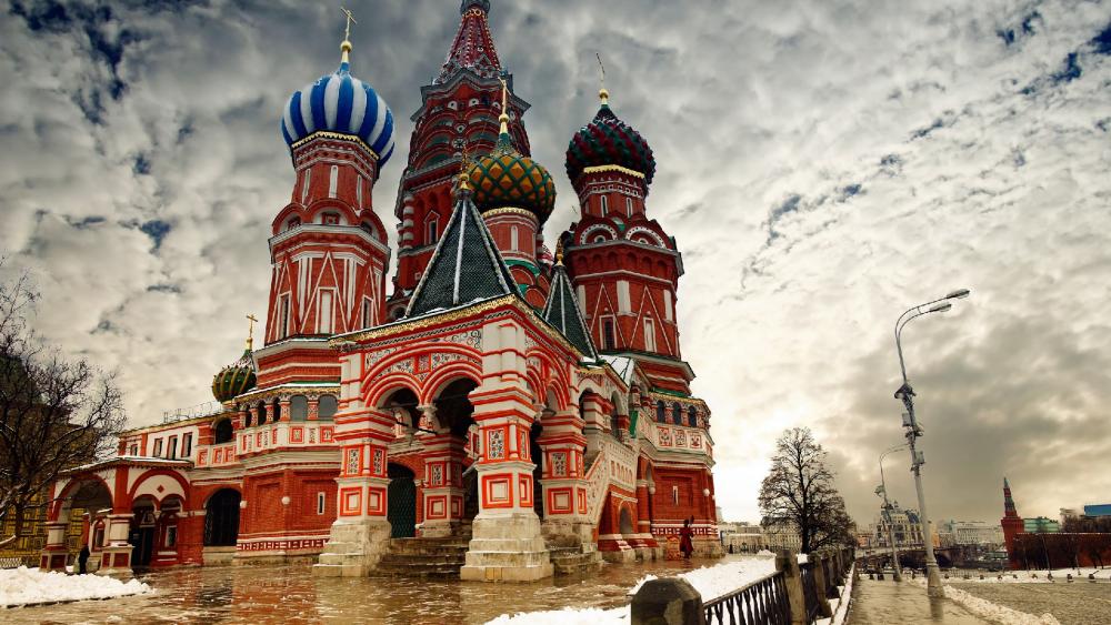 Saint Basil's Cathedral in winter wallpaper