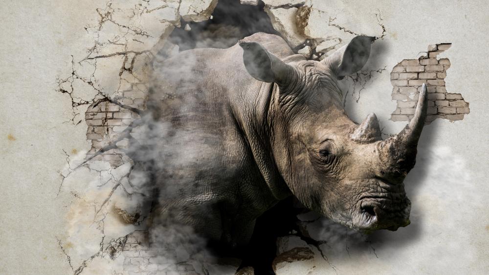 3D Rhinoceros illustration wallpaper