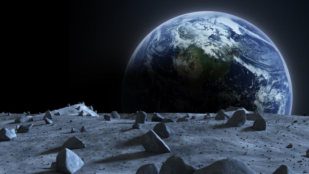 Earth from Moon - Space art wallpaper
