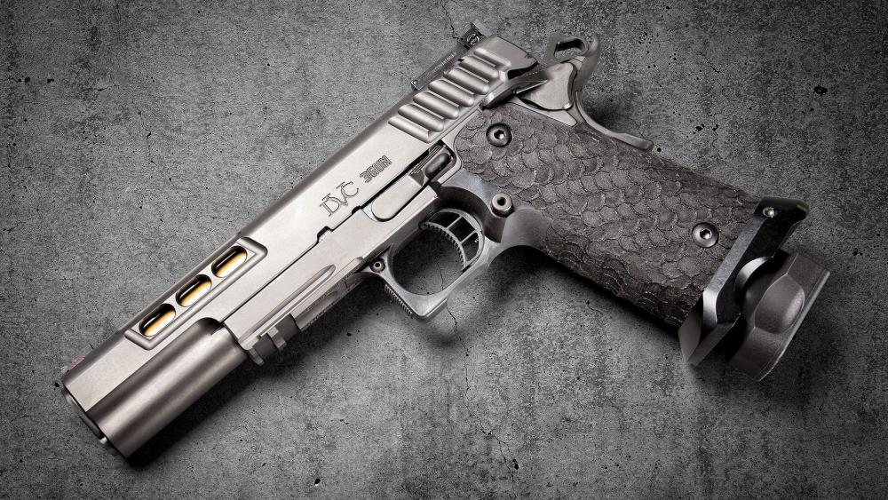 Elite Tactical Handgun on Concrete Background wallpaper