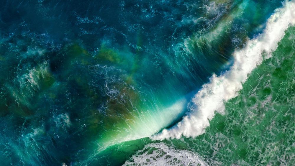 Ocean wave aerial view wallpaper