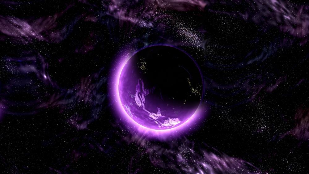 Mystic Purple Planet Amid the Cosmos wallpaper