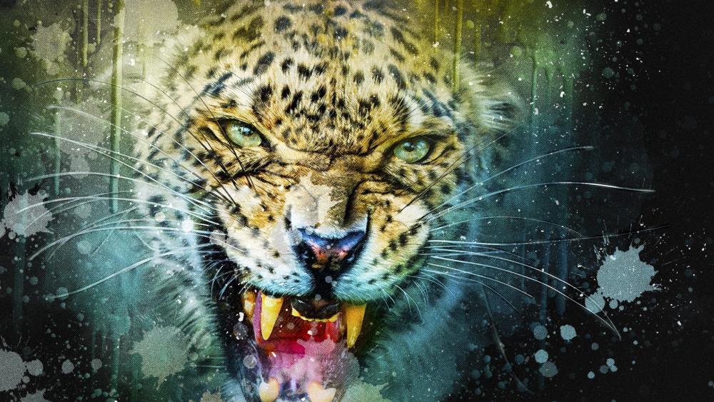 Angry leopard wallpaper