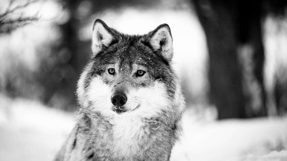 Wolf - Monochrome photography wallpaper