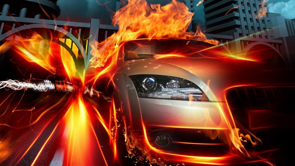 Fantastic Audi in flames wallpaper