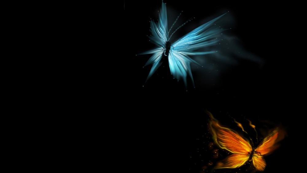 Glowing fire and ice butterflies wallpaper