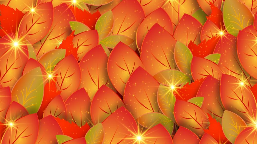 Shining autumn leaves pattern wallpaper
