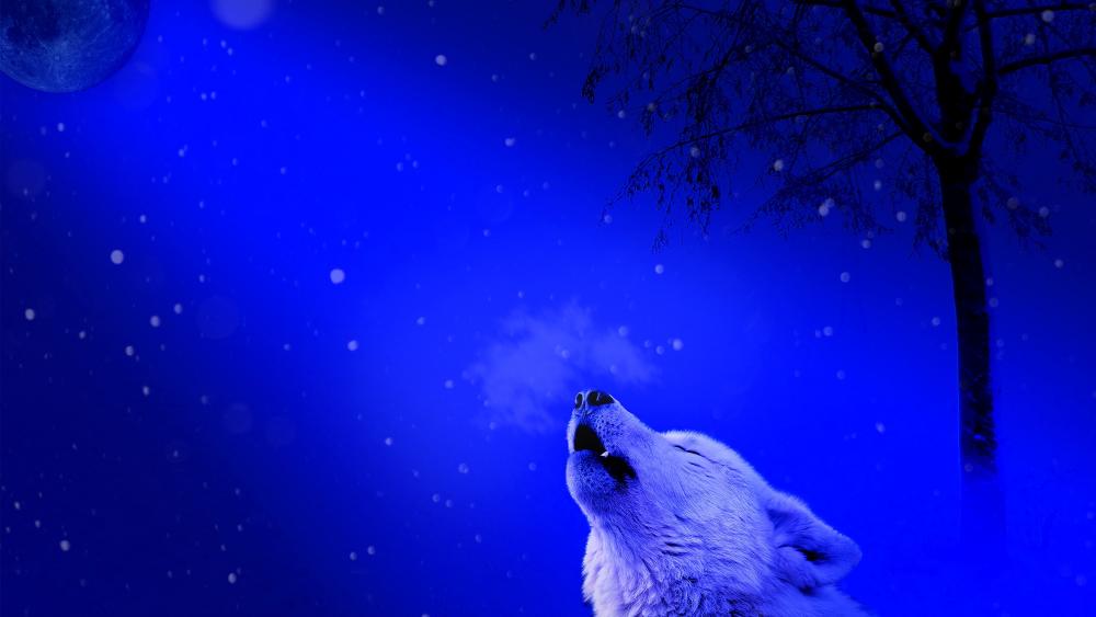 Wolf howling - Fantasy art wallpaper