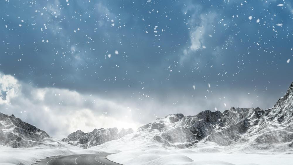 Winter snowfall in the mountains wallpaper