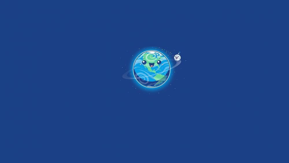 Happy Earth and Moon wallpaper