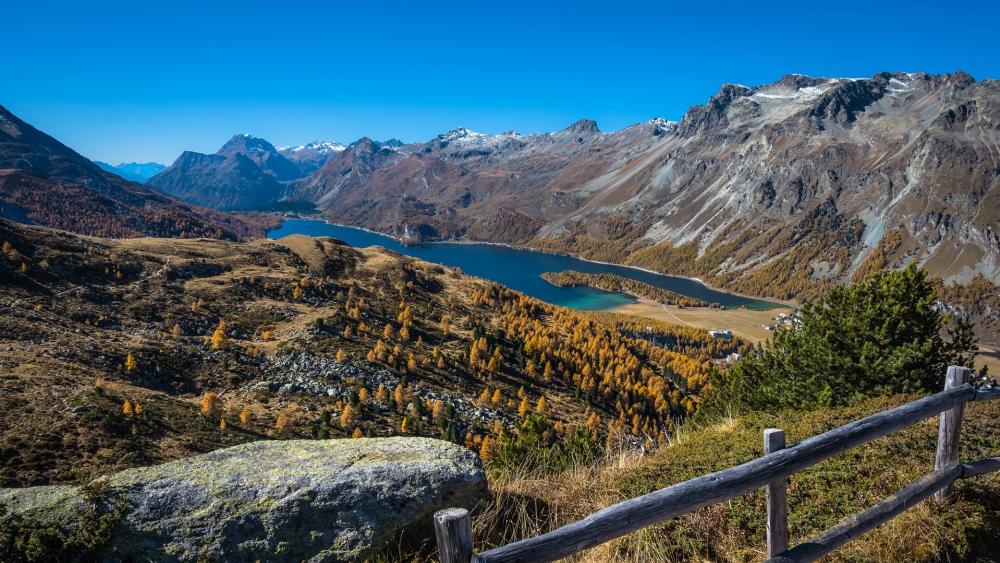 Lake Sils in the Upper Engadine valley wallpaper