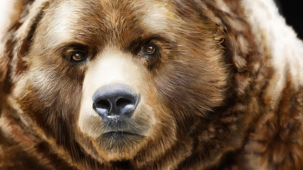 Bearish Grizzly bear face wallpaper