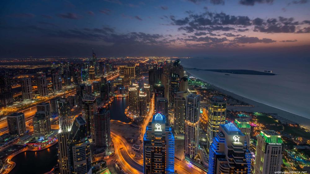 Dubai at night - Long Exposure Photography wallpaper