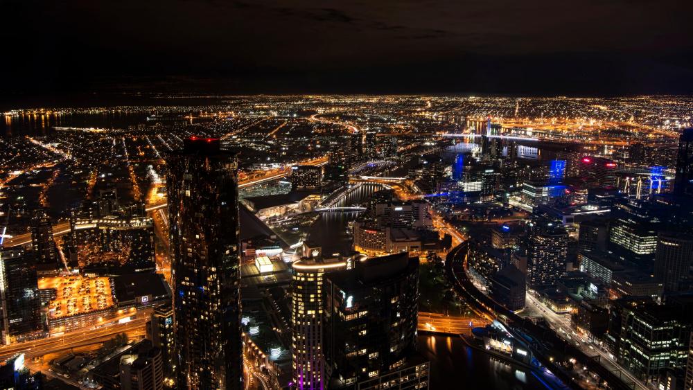 Melbourne, Australia at Night wallpaper